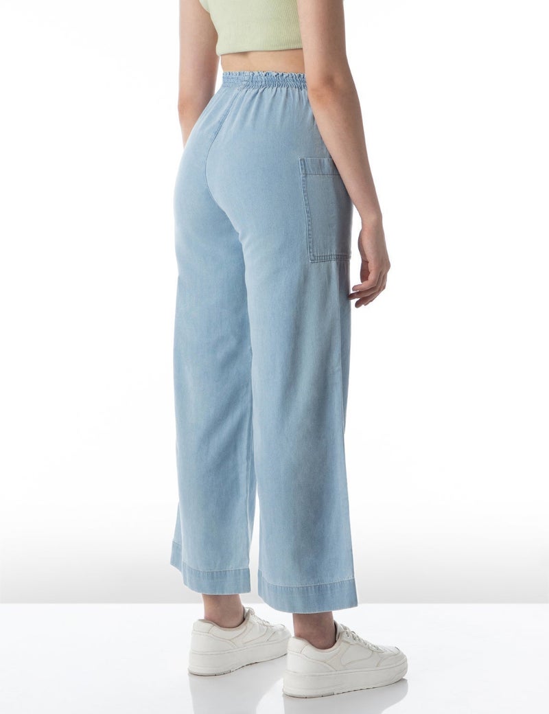 inkd Women's Wide Leg Jeans - High-Rise | 100% Cotton| Enzyme Wash | Elasticated Waistband | Jeans for Women - Image 3